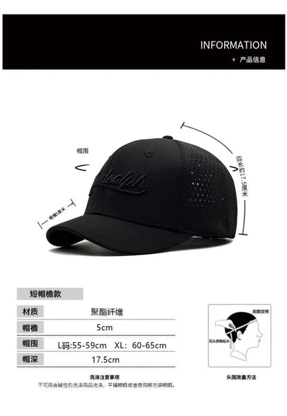 Big Head Hat Back Closed 5cm Short Brim Baseball Cap for Men Mesh Fitted Caps Stretchy Full Closed Caps 56-60cm 61-65cm