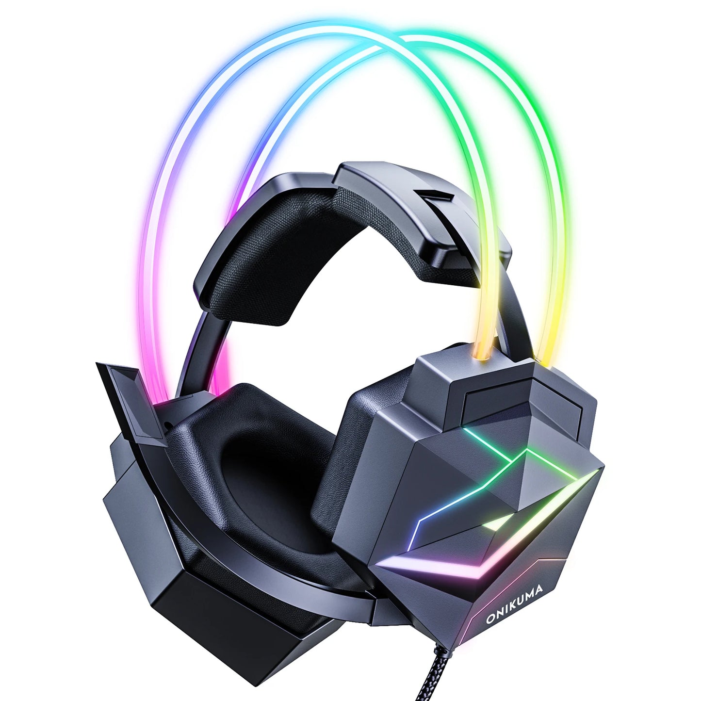 ONIKUMA X20 Gaming Headset with RGB Light Wired Headphones With Mic Bass Surround Over Ear Full Light Earphone for PS5 PC