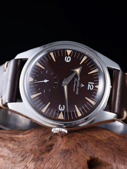 Hruodland F033 Retro Classi Quarrz Men's Watches VD78 Movement Stainless Steel Black Brown Leather Strap Wristwatches