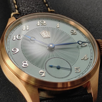40.5 Men's Manual Mechanical Watch Tin Bronze Guilloché Surface Three-Dimensional Silver Nail Roasted Blue Needle Seagull ST3621