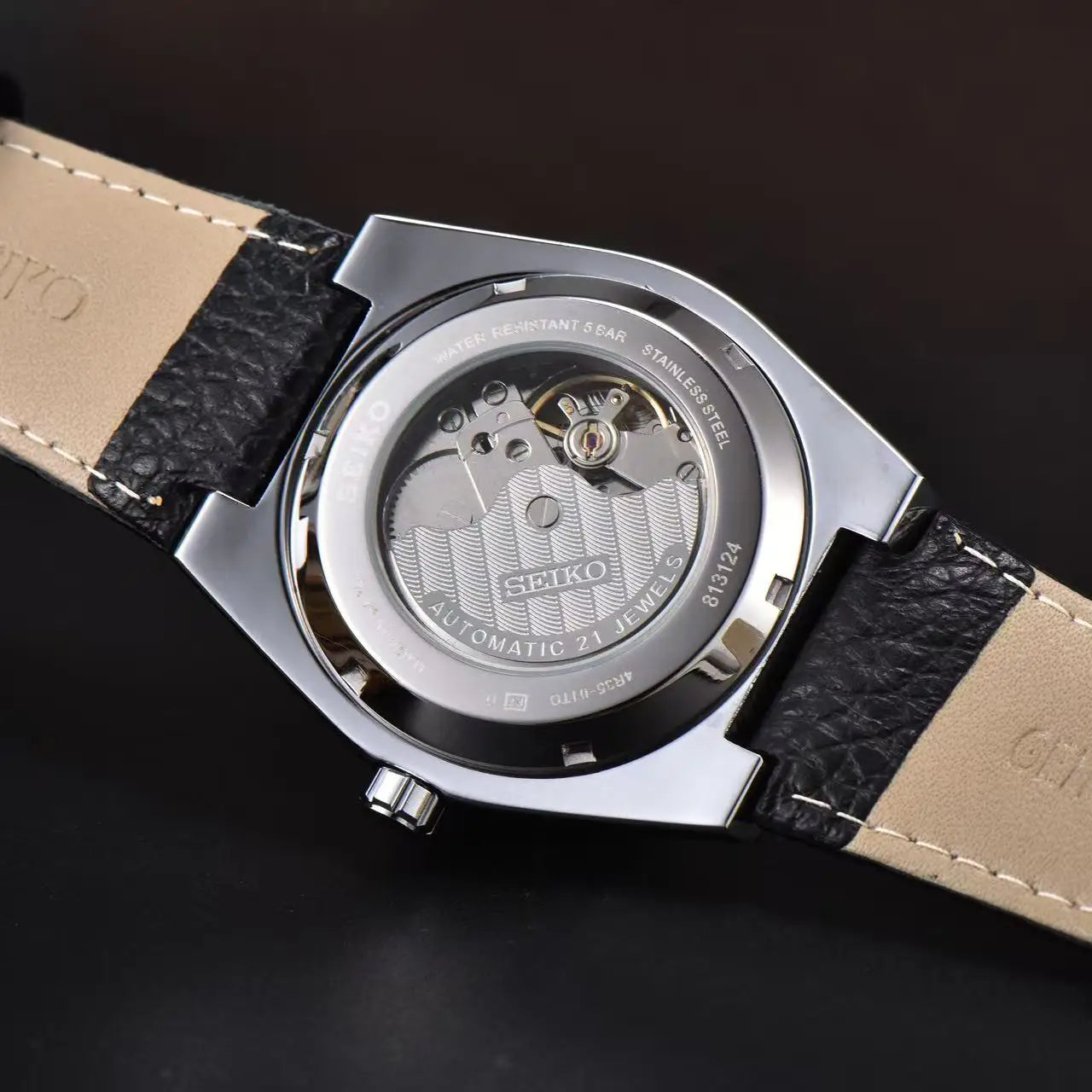 Seiko Men's and Women's Automatic Mechanical Watch Fashion High Quality Leather Strap Calendar Waterproof Couple's Watch