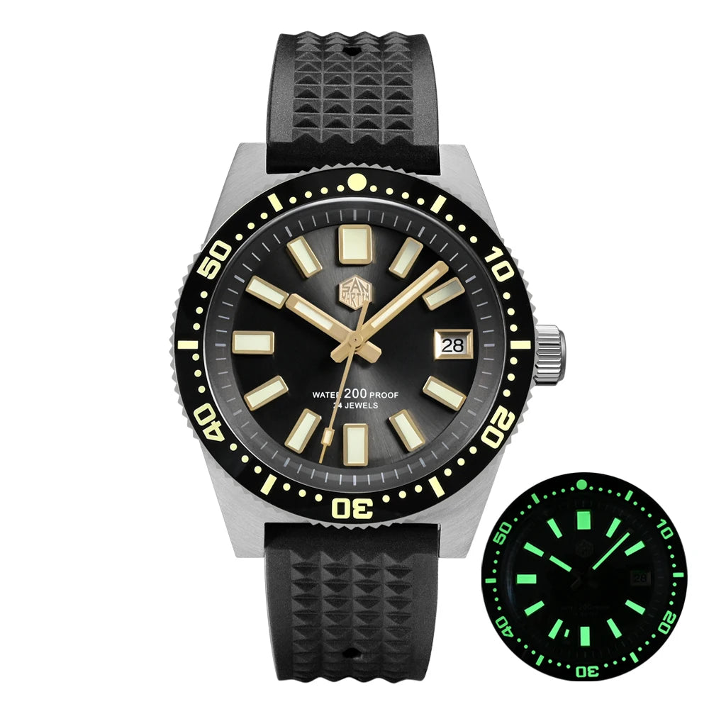 San Martin Official 40mm 62mas V3 Diver Watch For Men Kanagawa Surfing Dial NH35 Automatic Mechanical 20Bar Rubber Strap SN0007