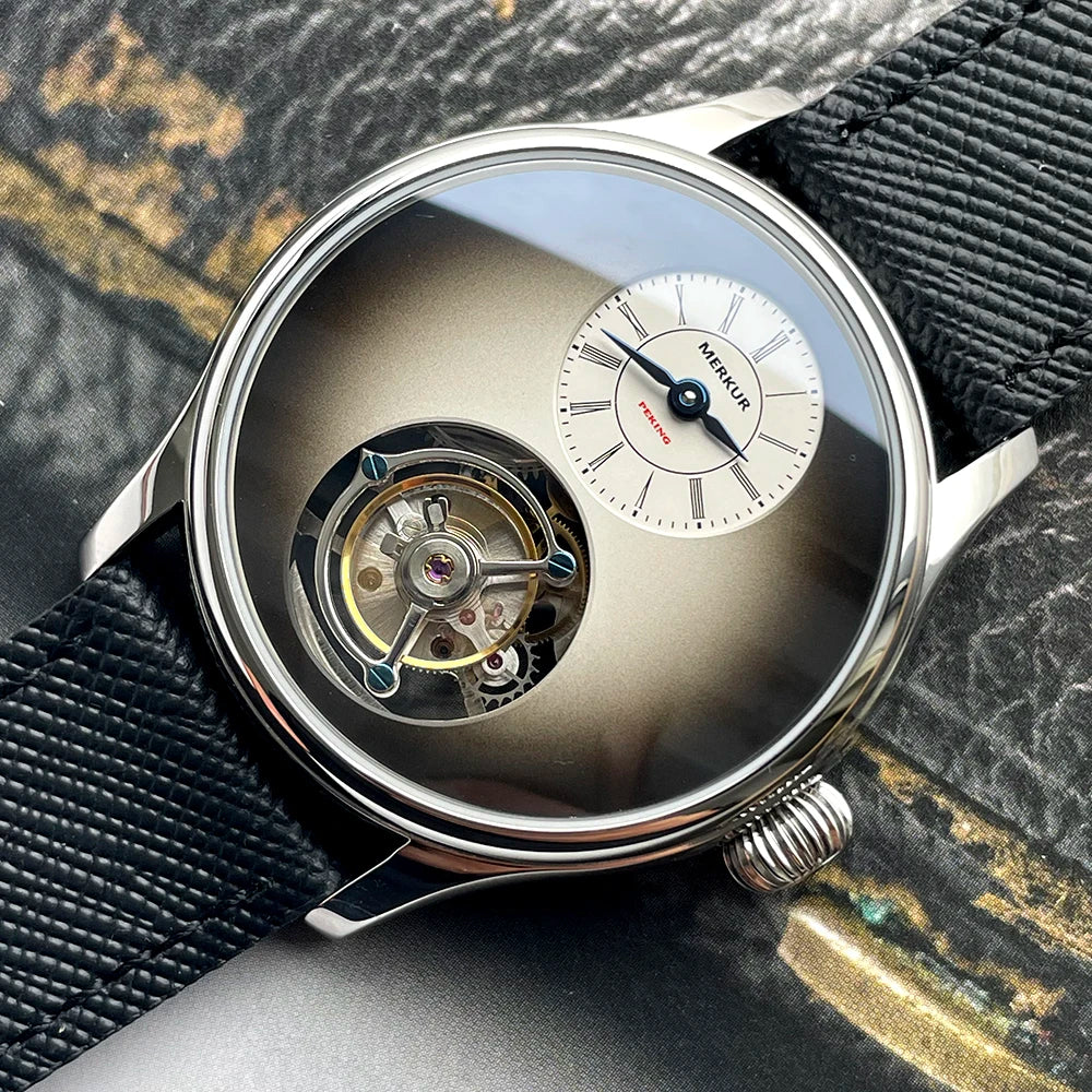 Merkur 100% Tourbillon Watch Men High Frequency 28800 Sapphire Business Watch For Men Mechanical Wristwatches Relogio Masculino