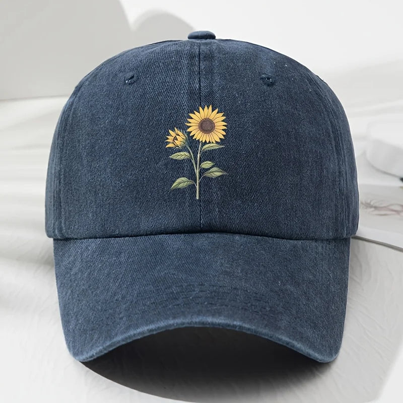 Casquette de baseball « Dad Hat » au motif rétro de tournesols, adaptée aux sports de plein air, à la pêche et au camping, casquette de randonnée