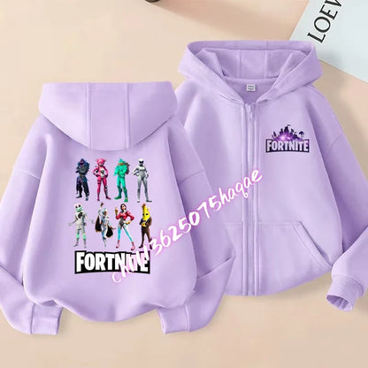 Ny Fortnite-zip hoodie för barn, tecknad anime, vardaglig och ventilerande huvtröja för barn, pojkjacka med dragkedja, vår 2026, barnkläder
