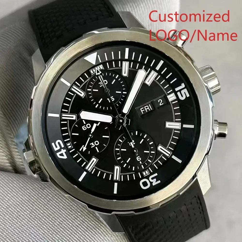 A11 Store Customized Watch  Men Chronograph Watch Aquatimer Watches Multifunctional Stainless Steel Black Blue Rubber