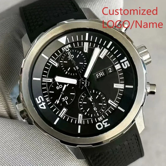 A11 Store Customized Watch  Men Chronograph Watch Aquatimer Watches Multifunctional Stainless Steel Black Blue Rubber