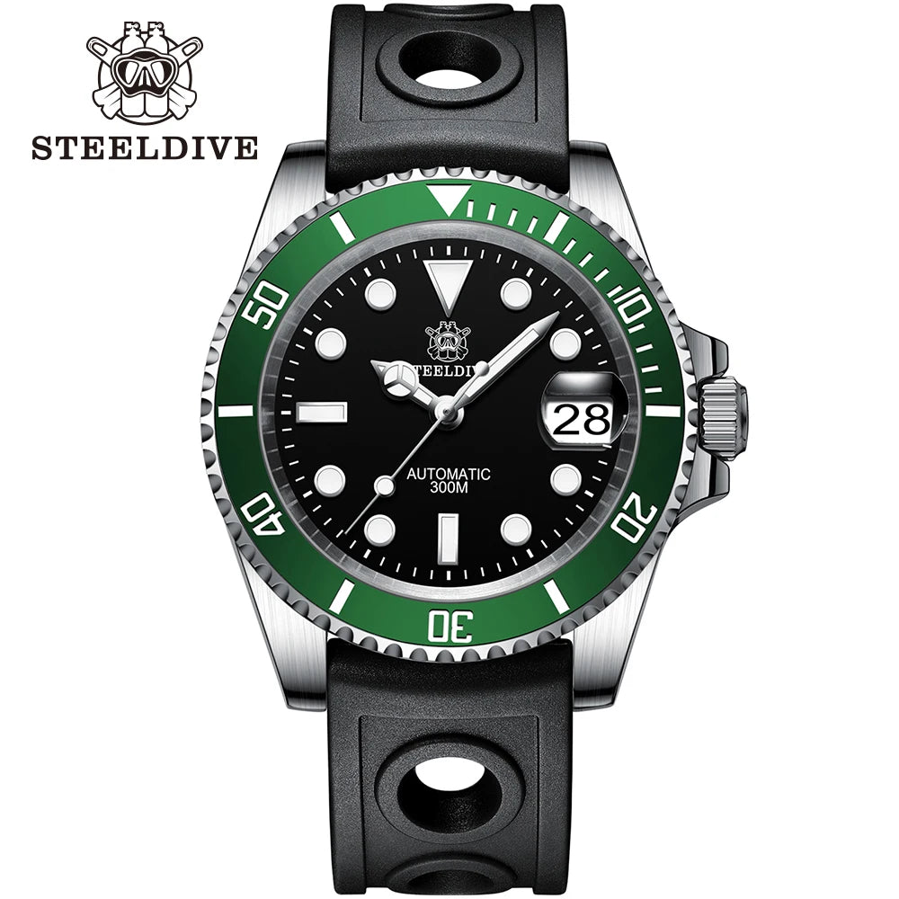 SD1953 STEELDIVE Brand Ceramic Bezel 41mm Steeldive 30ATM Water Resistant NH35 Automatic Mens Dive Watch  with Milled Clasp