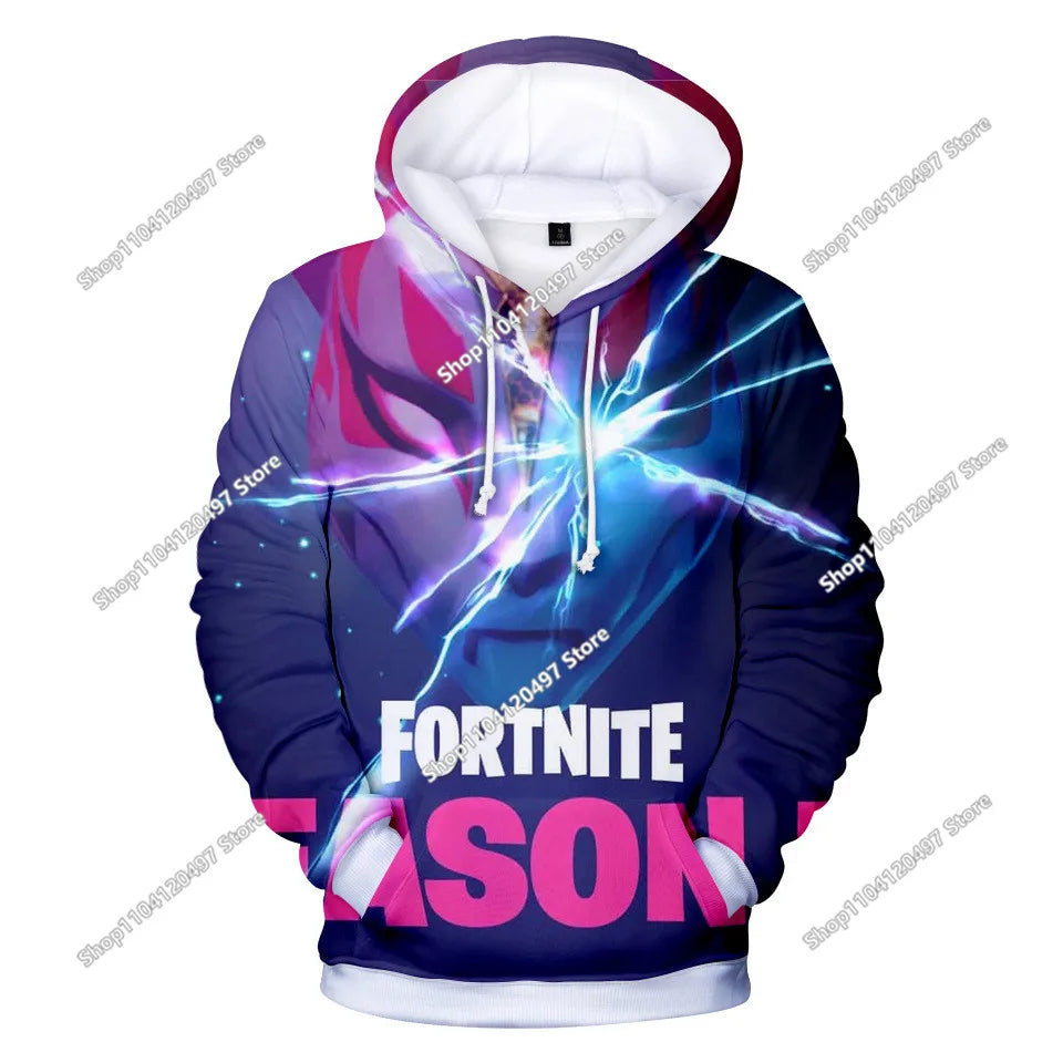 Φούτερ Cosplay Fortnites με κουκούλα, 3D τύπωμα παιχνιδιού, unisex, casual παλτό, anime περιφερειακό kawaii μπουφάν, παιδικά ρούχα, δώρα