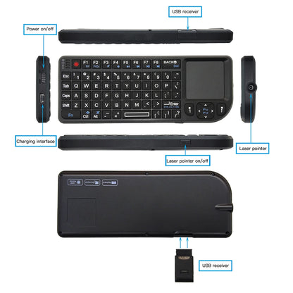 A8 Mini Wireless Keyboard 2.4G 7 Color Backlit 3 in 1 Handheld Keyboard with Touchpad Air Mouse for Android TV Box PC Tablet