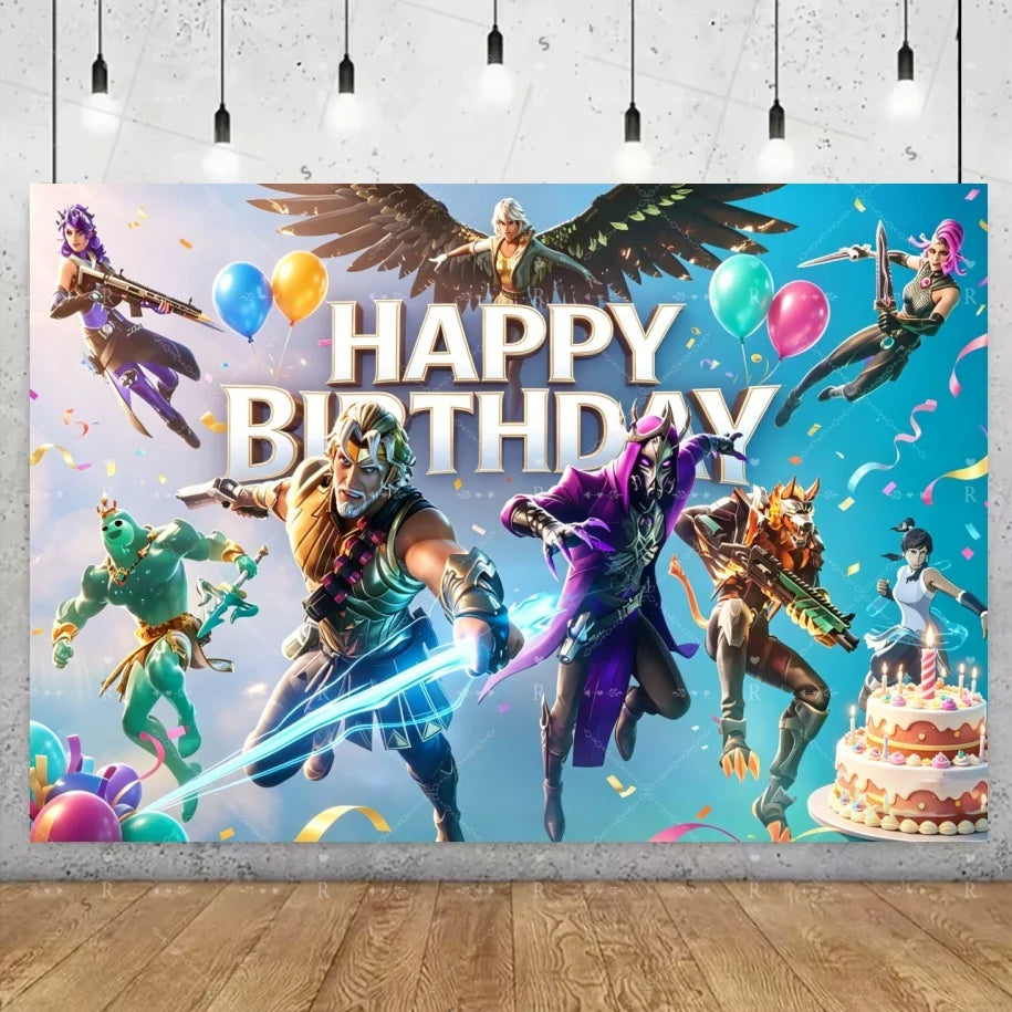 Fortnite Game Theme Birthday Party Decoration Background Fortnite Gamer Banner Boys Girls Photography Supplies Backdrop Kid Gift