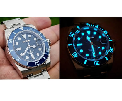 Cronos Sub Diver Men Watch No Date PT5000 Brushed Bracelet Ceramic Bezel 200 meters Water Resistant