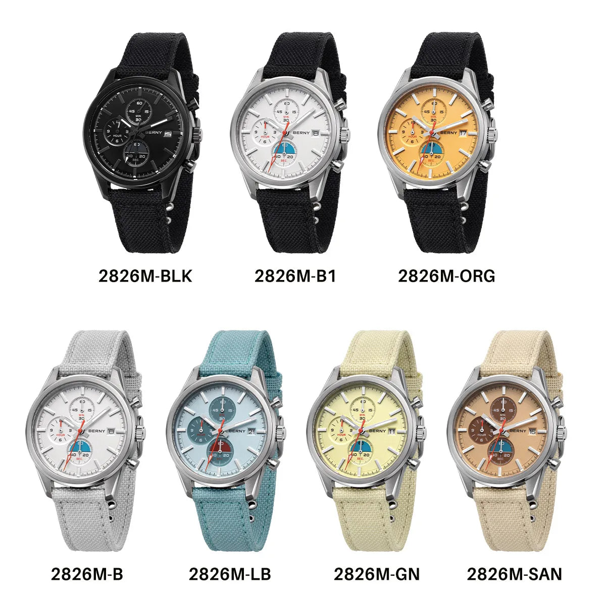 BERNY Top Quartz Chronograph Men's Watches Luminous Miyota 0S10 Sapphire AR Coated 5ATM Waterproof 2026 New Sports Men's Watches
