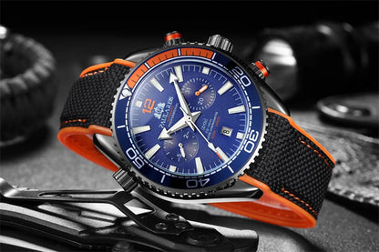Classic Luxury Men Automatic Watch Multifunction Mechanical Wristwatch Rubber Strap Waterproof Week Date Watches Reloj Hombre