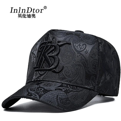 Casquette de baseball haute de mode brodée pour homme, imprimé noix de cajou, casquette décontractée d'extérieur, bordure sur le devant, toutes saisons