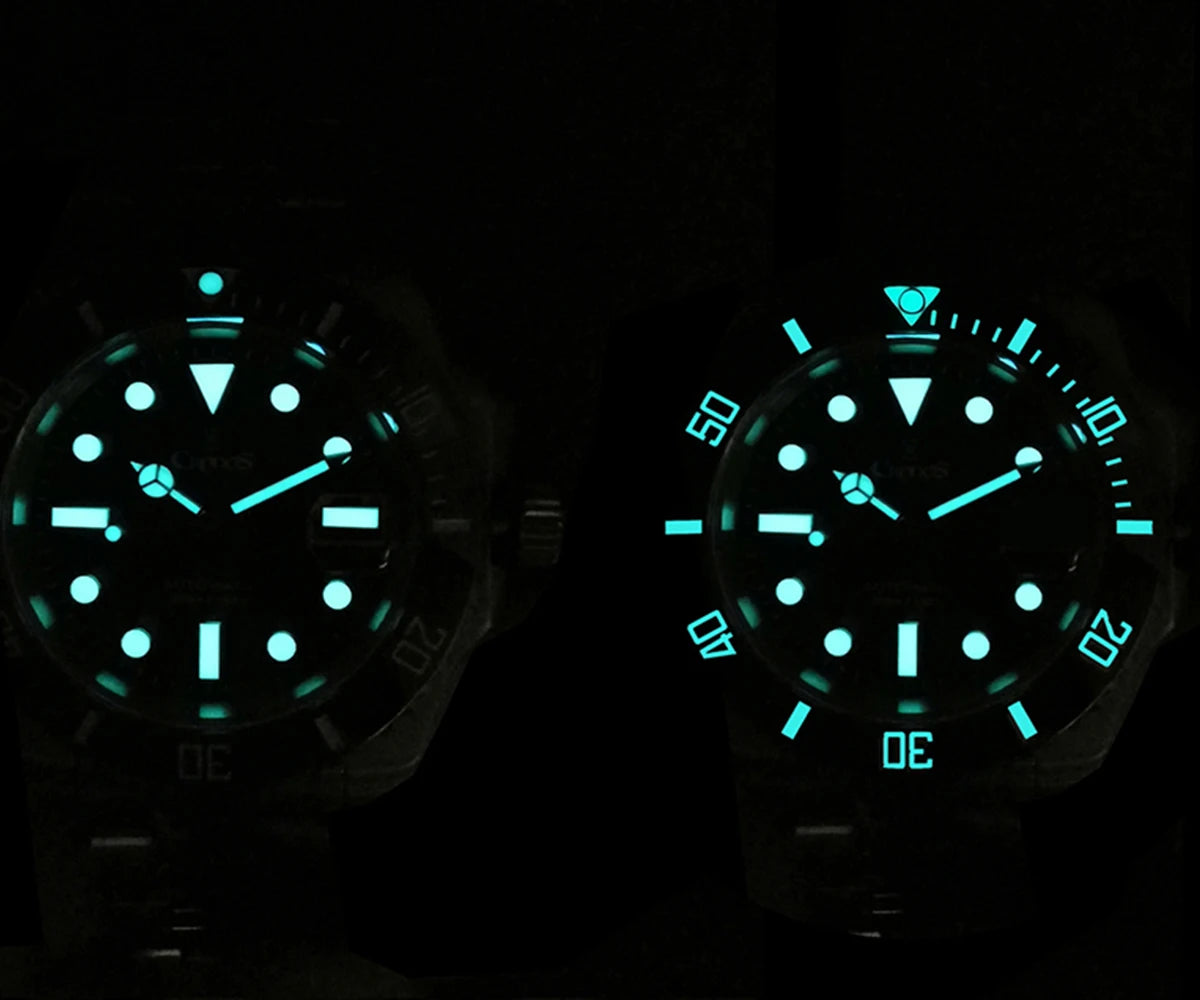 Cronos Sub Diver Men Watch No Date PT5000 Brushed Bracelet Ceramic Bezel 200 meters Water Resistant