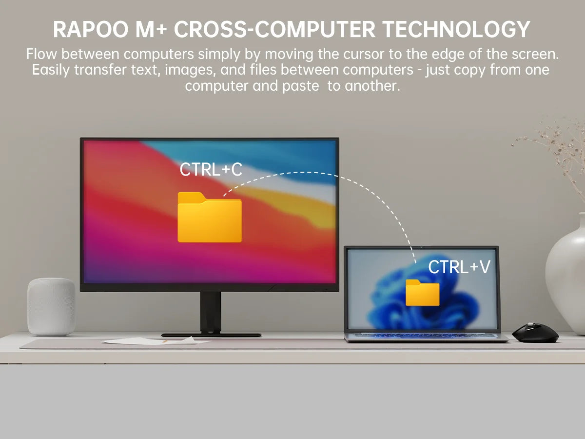 Bezprzewodowa, ergonomiczna mysz Rapoo MT760L/MT760M Multi-mode, akumulatorowa, 4000 DPI, obsługa do 4 urządzeń, Bluetooth