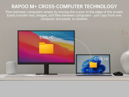 Bezprzewodowa, ergonomiczna mysz Rapoo MT760L/MT760M Multi-mode, akumulatorowa, 4000 DPI, obsługa do 4 urządzeń, Bluetooth
