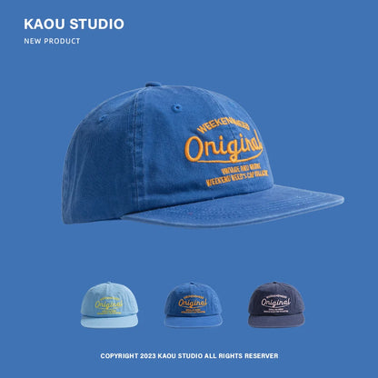 Baseballkappe für Frühling und Herbst, Soft-Top-Stickerei, für Damen und Herren, universell kombinierbar, Street-Tide-Marke, Schirmmütze mit breiter Krempe als Sonnenschutz