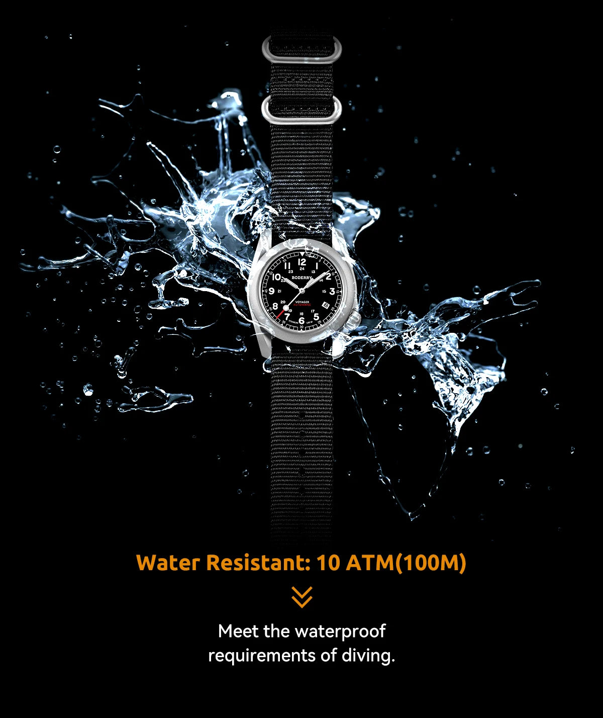 Boderry Field Watch VOYAGER Mens Watches 100M Waterproof Titanium Automatic Luminous For Seiko Movement Wristwatch
