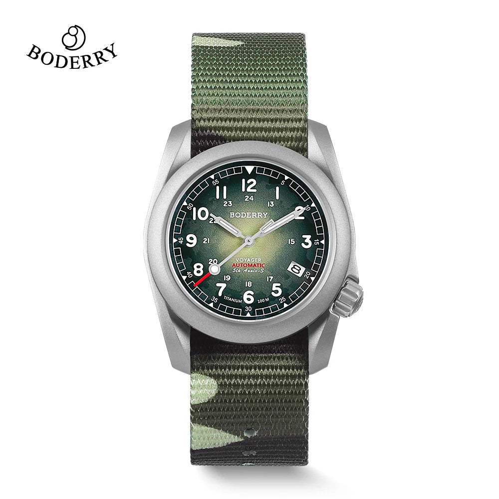 Relógio masculino Boderry Field Watches VOYAGER, caixa em bronze, mecânico automático, 100M impermeável, estilo militar, marca de topo