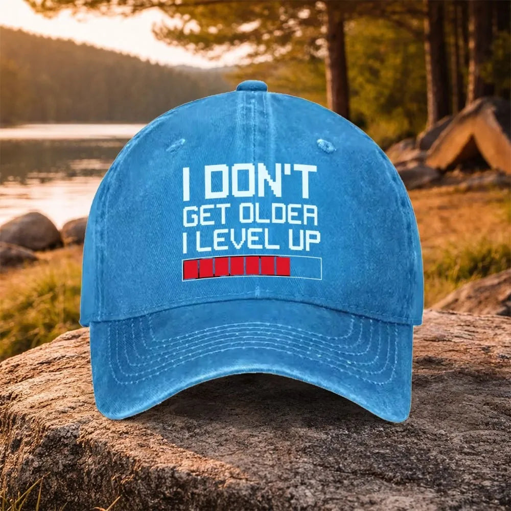 Gamer Level Up Geburtstag-Baseballkappe aus gewaschener Baumwolle, verstellbare Outdoor-Trucker-Kappe