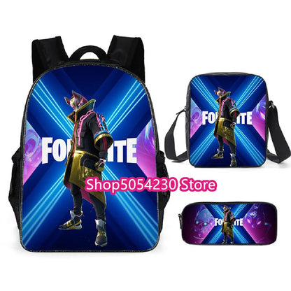 Hot Game Fortnited 3PCS Backpack Set Teenager Student Travel Bag Fortress Night 3D School Knapsack Popular Games Rucksacks