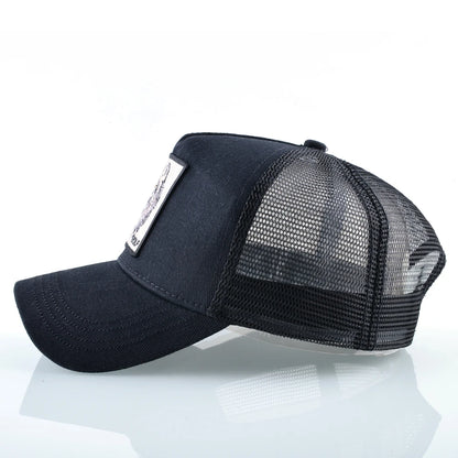 Modische Baseballkappe mit gesticktem Wolf-Aufnäher, Snapback, Hip-Hop-Trucker-Kappe, für Männer und Frauen, atmungsaktiv, Outdoor-Kappe mit Schirm