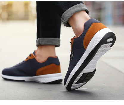 YRZL Herrenschuhe Frühling Herbst Wasserdichte Walking-Sneaker Freizeit-Ledersportschuhe für Herren Rutschfestes Schuhwerk Tennis für Herren