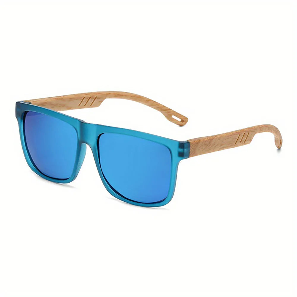 1/2pcs New Square Casual Sunglasses Wood Grain Spring Hinges UV400 Protection Unisex Outdoor Daily Eyewear