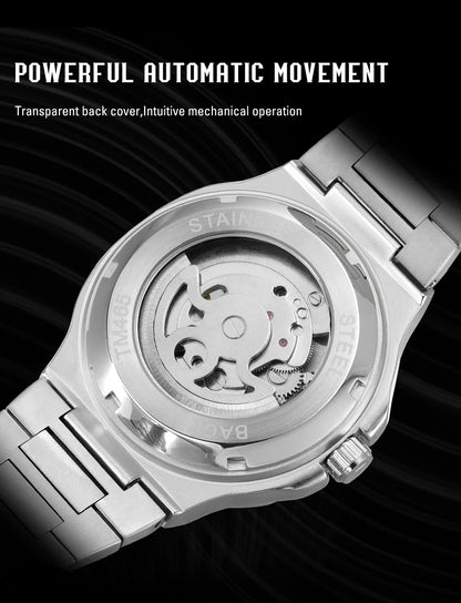 2026 High-end Luxury SKROX Square Man Watch Sapphire Stainless Steel Skeleton Moon Phase Classic Automatic Movement Male Watches