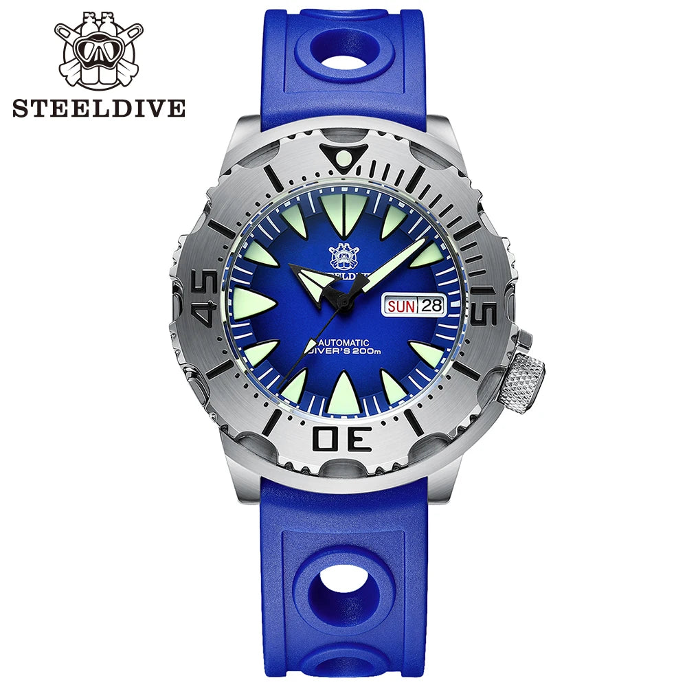 STEELDIVE SD1984 Monster Steel Strap Mechanical Watch NH36 Movt Sapphire Crystal 200M Waterproof Swiss Super Luminous Wristwatch