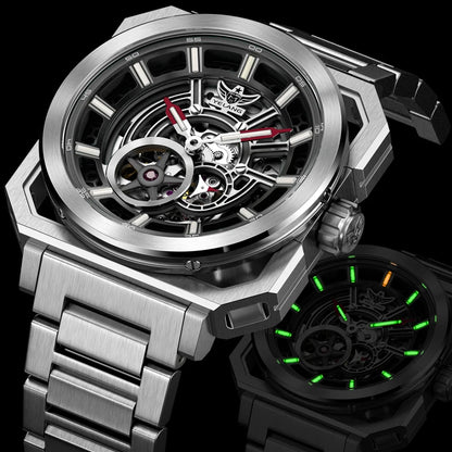 Yelang V1216 Men Watch Luxury Brand Watch 42mm Hollow Dial Japan MIYOTA 8N40 Automatic Movement 100M Waterproof Watch Luminous