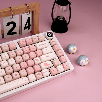 Sakura Pink MOA Keycaps PBT 142 Keys Cream Strawberry for 60/64/84/98/108 Gaming Mechanical Keyboard MX Switch