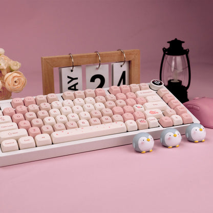 Sakura Pink MOA Keycaps PBT 142 Keys Cream Strawberry for 60/64/84/98/108 Gaming Mechanical Keyboard MX Switch