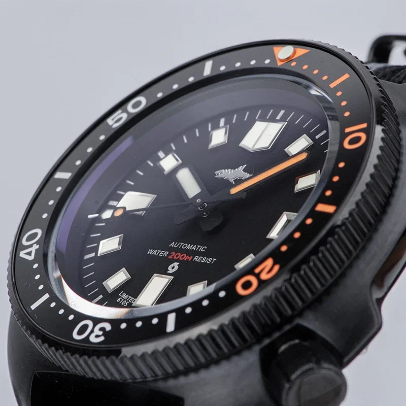 Relógio de Homem Heimdallr 44mm PVD 6105 Diver, Movimento Automático Japonês NH35, Impermeável 200M, Luneta em Cerâmica