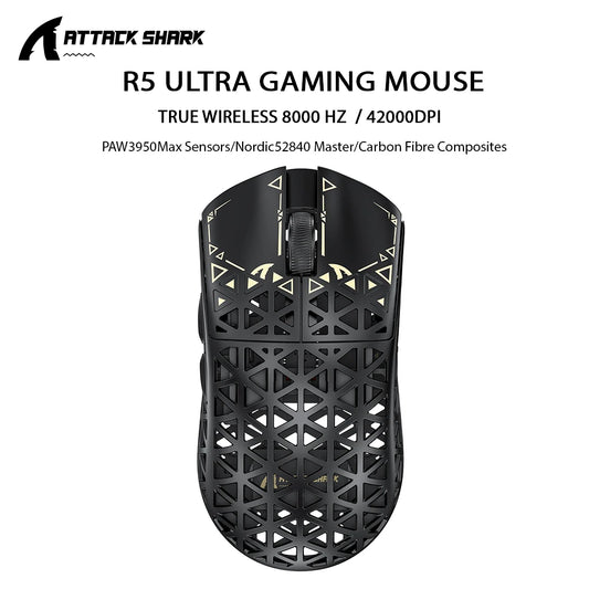 ATTACK SHARK R5 ULTRA Wireless Gaming Mouse, 8K Polling Rate, PAW3950MAX Sensor, 42,000 DPI Ultra-Light Carbon Fiber Esports Mouse