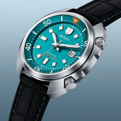BERNY 20ATM Diver Watch For Men Mechanical Miyota 8215 Sapphire Sports Diving Luminous Anti-collision Crown Dual Crown Men Watch