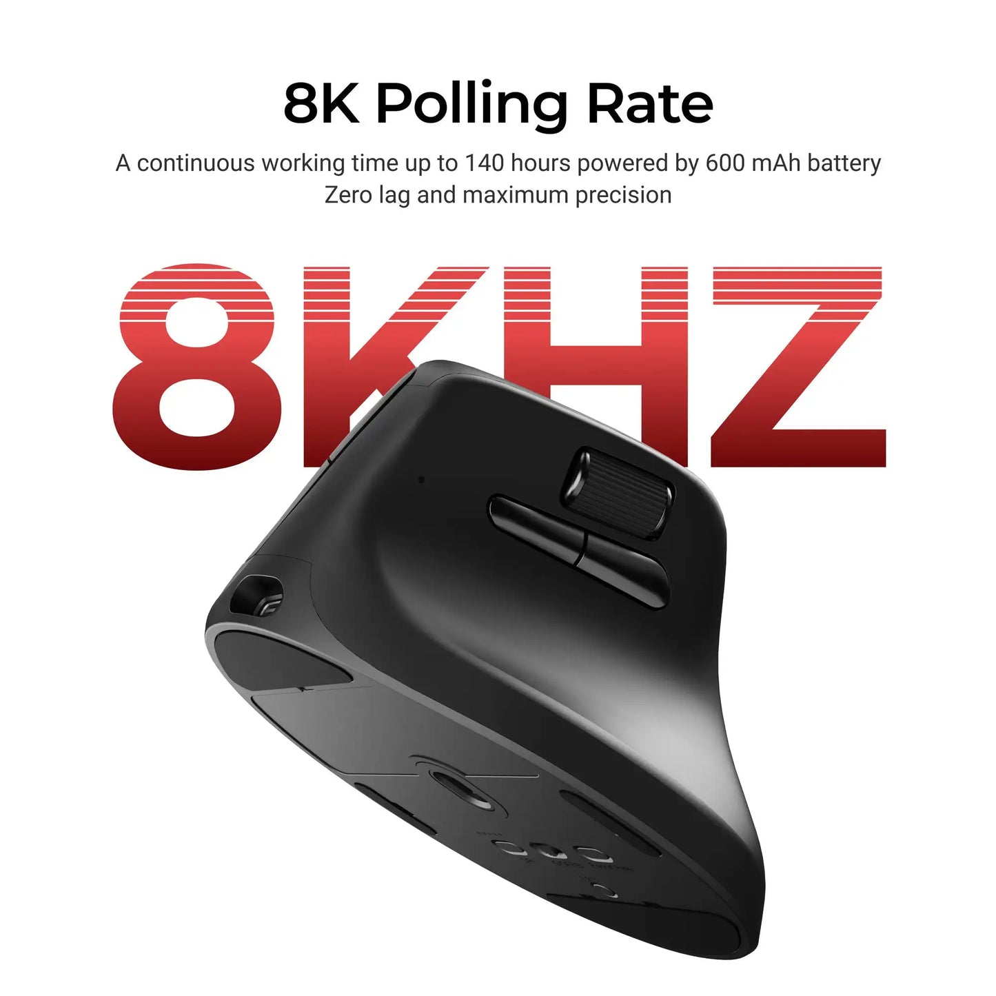 Keychron M5 безжична ергономична мишка, оптична, 8K Polling Rate, 2.4GHz и Bluetooth, Type-C, 3950 сензор
