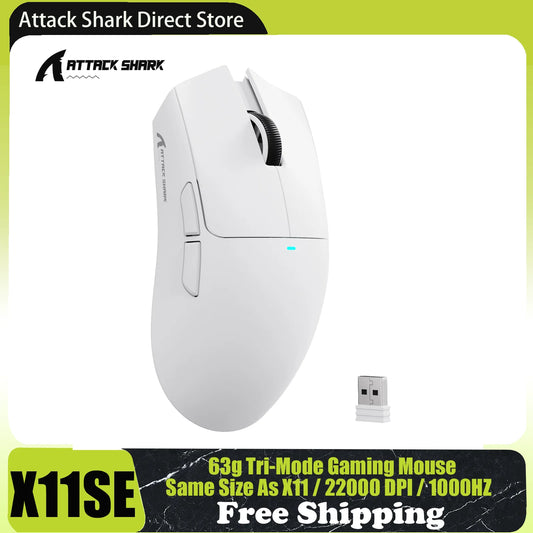 ATTACK SHARK X11SE Wireless Gaming Mouse Tri-Mode, 63g Superlight Gaming Mouse with PAW3311 Sensor, 22000 DPI, Bluetooth & 2.4GHz RGB Gaming Mouse