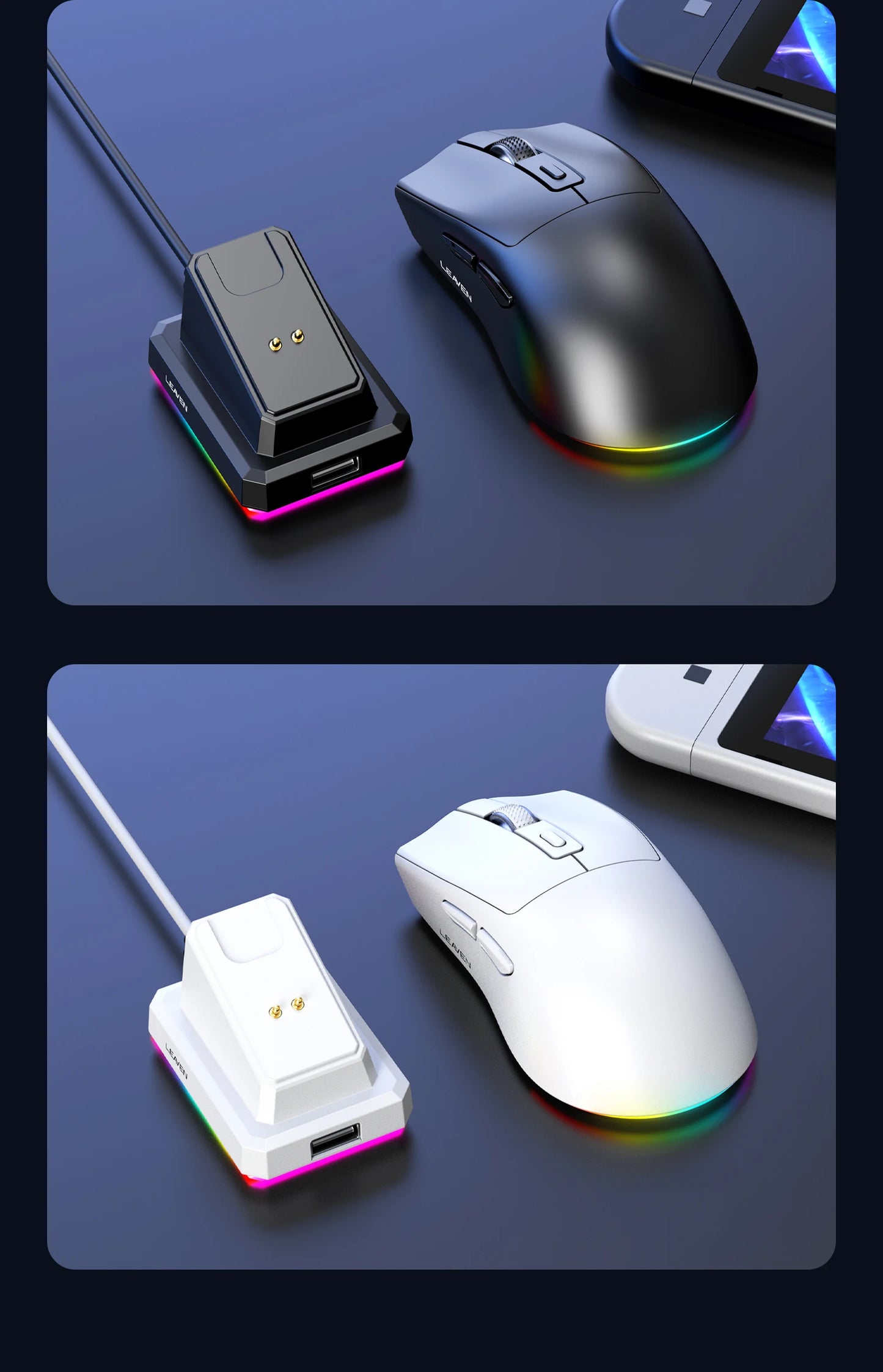 X3 Wireless Bluetooth Mouse 2.4G Dual-Mode Connection, DPI Adjustable,Lightweight Gaming Mouse,RGB Light,300mAh Battery Capacity