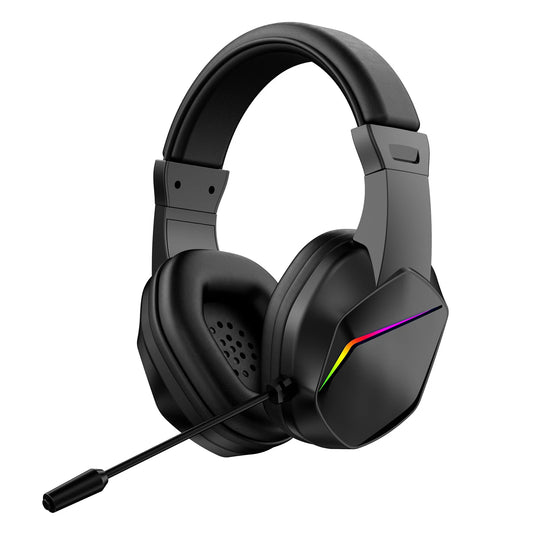 Wireless BT Gaming Headset with LED Lights, Low Latency Gaming Headphones, 40mm Drivers, Over-Ear Wireless Gaming Headset with Microphone