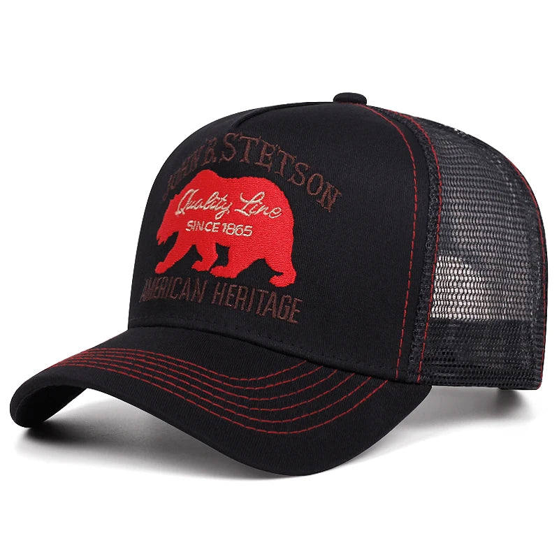 Kreative neue Baseballkappe STETSON Red Bear Truck-Kappe Outdoor-Sport-Sonnenkappe Street-Hip-Hop-Kappe Alltags-Pendler-Netzkappe