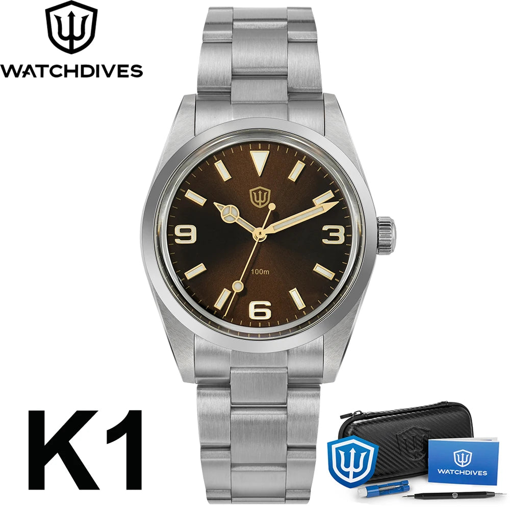 Watchdives WD1016 V3 Watch 37mm VH31 Sweep Quartz Movemet Stainless Steel Watch Waterproof Luminous Sapphire Men Wristwatch