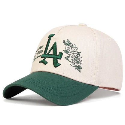 Unisex LA Rose Embroidery Snapback Baseball Caps Spring and Autumn Outdoor Adjustable Casual Hats Sunscreen Hat Sports Cap