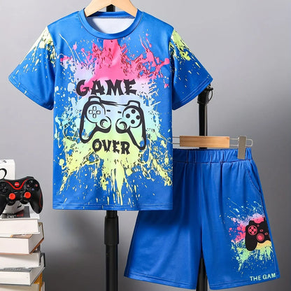 Children's Clothing Suit For Boy Short Sleeve Boy Child Shorts 3D Game Handle Fashion Children Summer Clothes Children's Sets