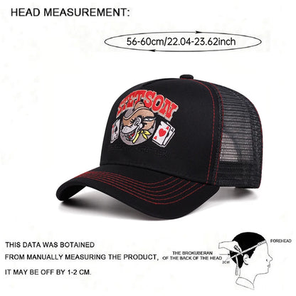 Personalisierte neue atmungsaktive Mesh-Kappe STETSON Wolfskopf-Poker-Truck-Kappe Outdoor-Sport-Sonnenkappe Street-Hip-Hop-Kappe Unisex