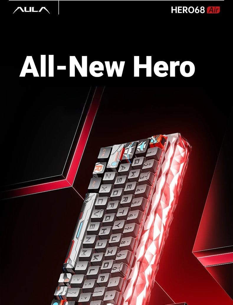 New AULA HERO68 Air 3-mode Magnetic Switch Gaming Mechanical Keyboard E-sport Custom Wired Keyboard Ergonomics Accessories