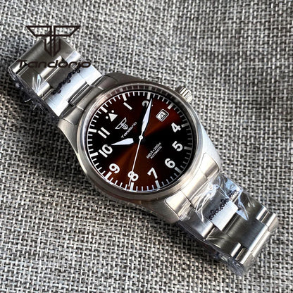 Tandorio 39mm Diving Pilot Automatic Watch for Men NH35/PT5000/Miyota8215 Movement AR Sapphire Crystal 20BAR Waterproof Luminous