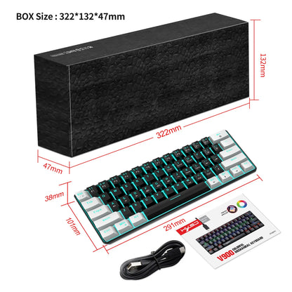 Mechanical Keyboard 61 Keys Colorful Wired USB Keyboards Gamer Gaming 60% Backlit Computer Key Board PC Teclado Ergonomic Office